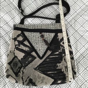 Fabric handbag in black/cream fabric